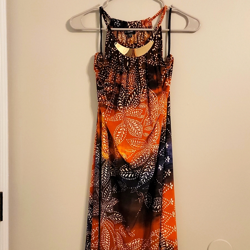 Patterned Maxi dress with attached jewlery